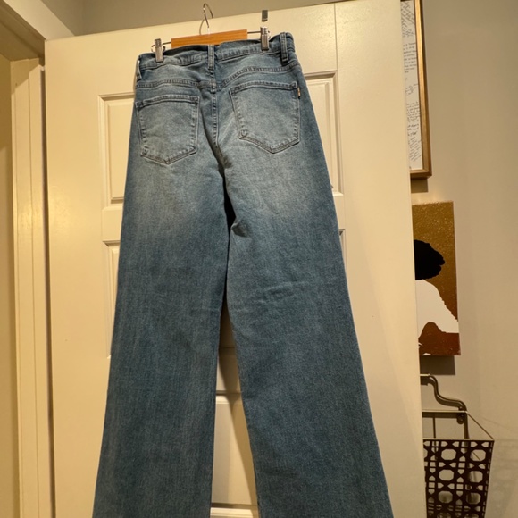 Wide Leg Denim Jeans. Distressed. Ripped. - Picture 3 of 4
